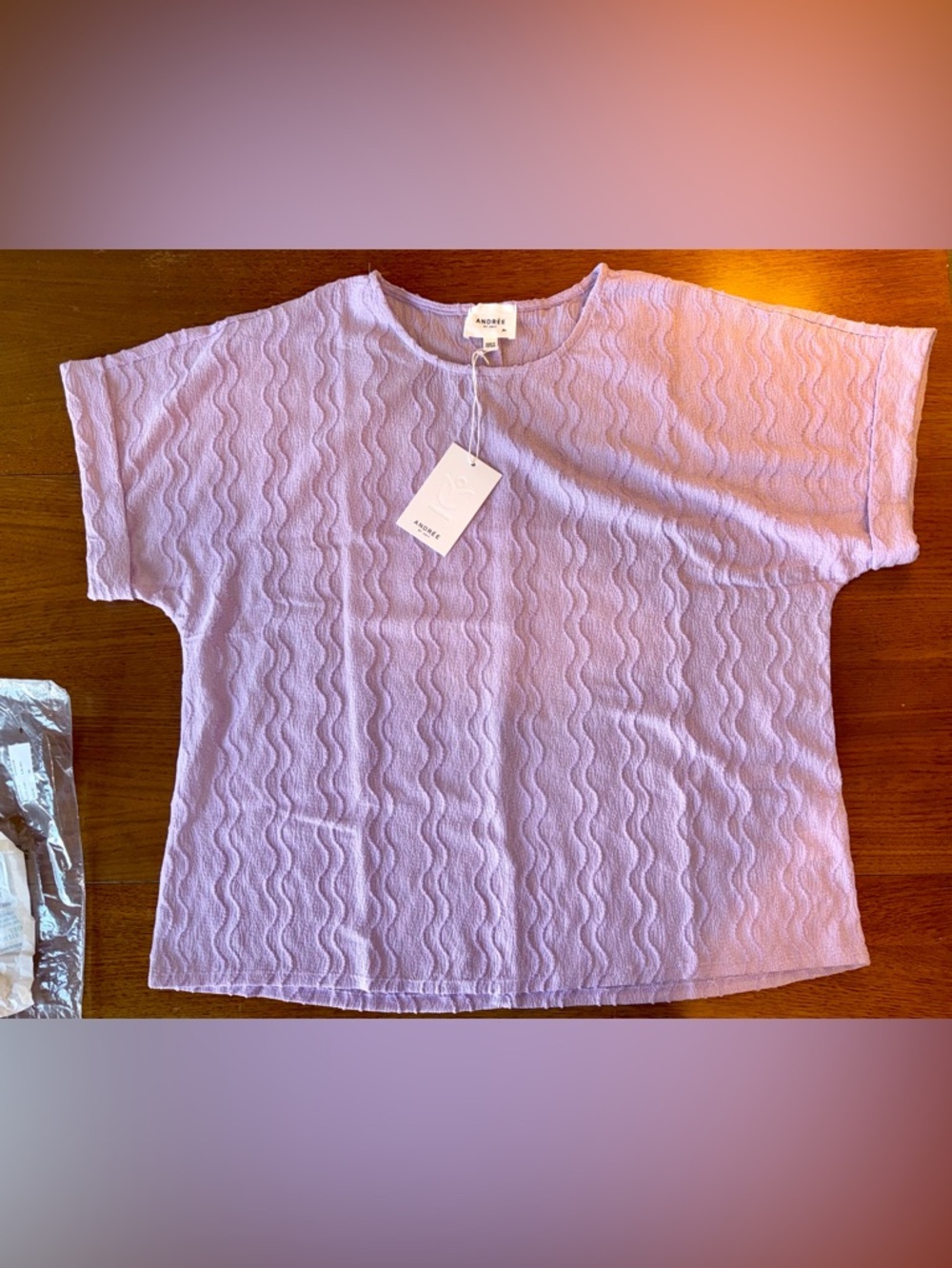 ANDRÉE BY UNIT Lavender Textured Short Sleeve Top